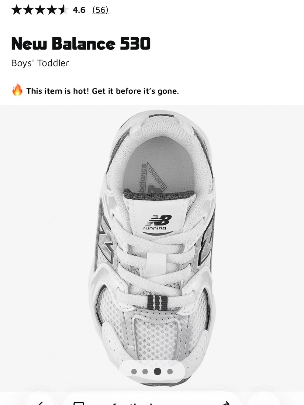 NIB New Balance Toddler Bungee 530 White/Navy